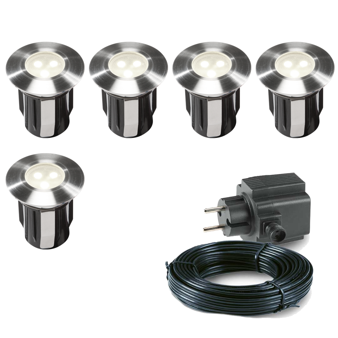 5x LED terras spot - 12V - 5 Watt - 42mm - Complete set 5x LED terras spot - 12V - 5 Watt - 42mm - Complete set